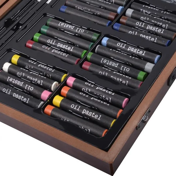 Malette à dessins et croquis Set crayon de couleur Set aquarelle Set crayon pastel à l'huile, en bois, 80 Pièces