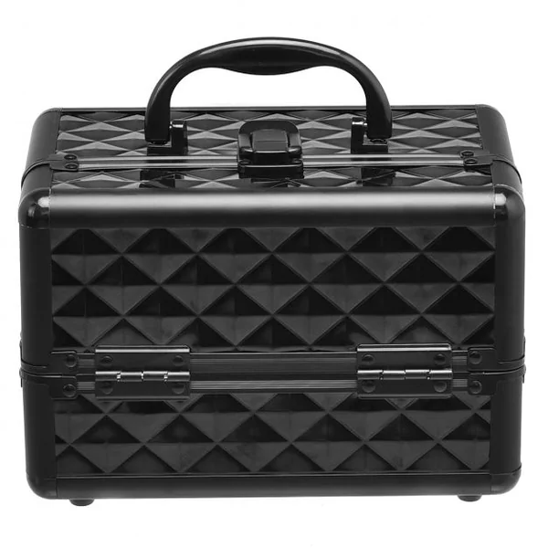 Mallette de Maquillage Valise de Maquillage Coffret de Maquillage en ABS, 3 niveaux avec miroir, 23 x 15 x 15 cm, Noir