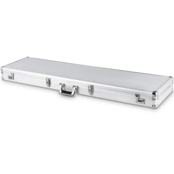 Mallette de stockage et transport en alliage d’aluminium, verrouillable, inserts en mousse, 133,5x34,5x11,5cm, Argenté