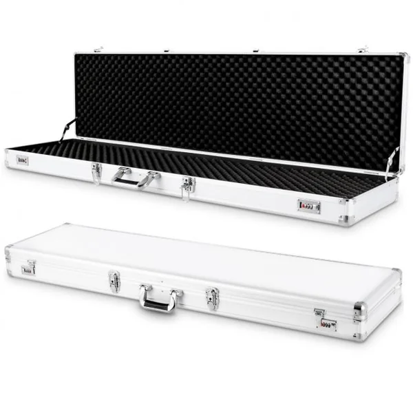 Mallette de stockage et transport en alliage d’aluminium, verrouillable, inserts en mousse, 133,5x34,5x11,5cm, Argenté