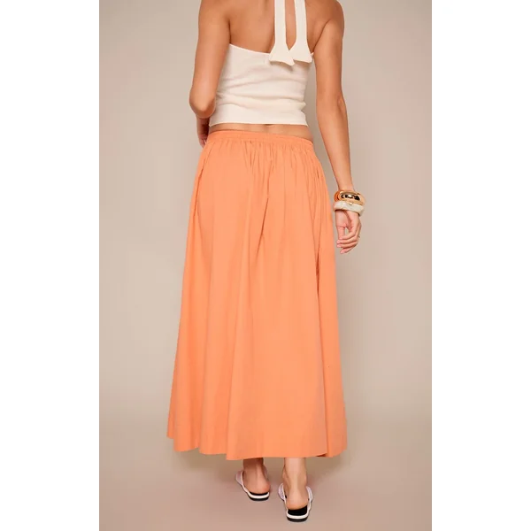 Mandarine Jupe Mi-longue En Coton Avec Détail Poches