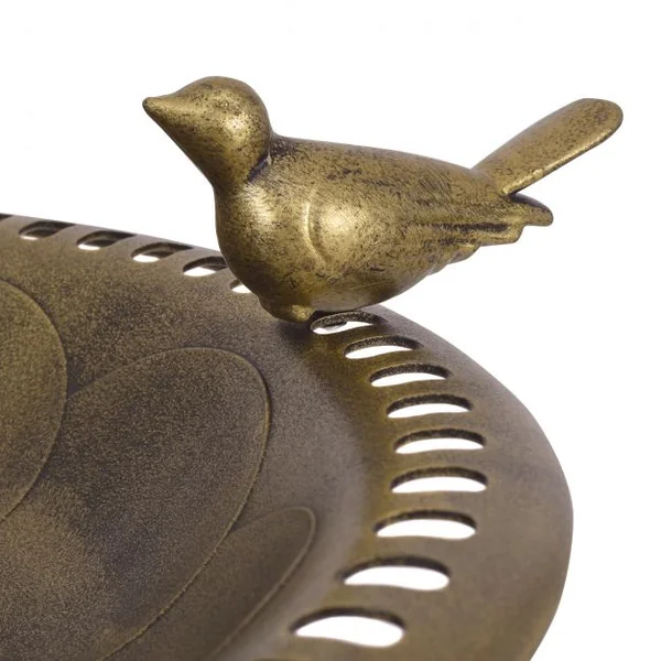Mangeoire à oiseaux de jardin sur pied Bain d’oiseau Mangeoire sur poteau en PP Dia. 51 cm Haut 72 cm Bronze