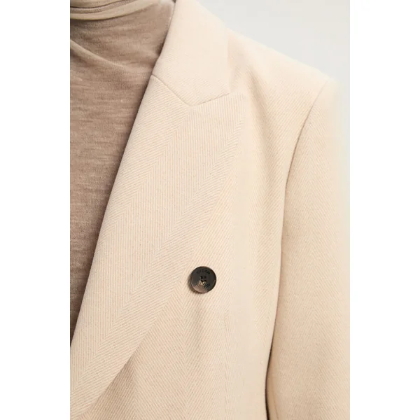 Manteau Long Tailleur à Double Boutonnage en Laine Petite Stripe