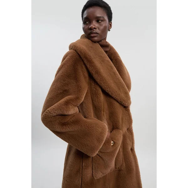 Manteau Midi Boutonné en synthétique Petite Taille
