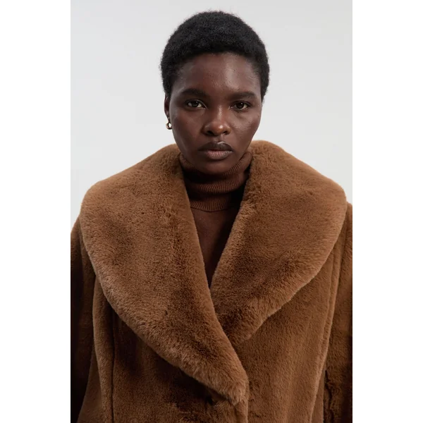 Manteau Midi Boutonné en synthétique Petite Taille