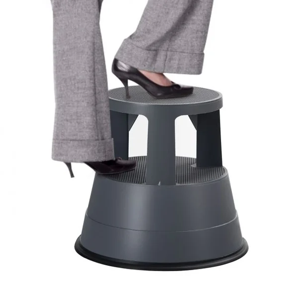 Marche pied Enfant Antidérapant avec Roulettes Verrouillable en Plastique Charge Max.150 kg Gris