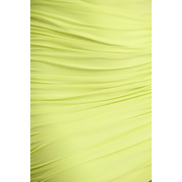 Marci | Mini-robe asymétrique vert citron avec fronces et ceinture