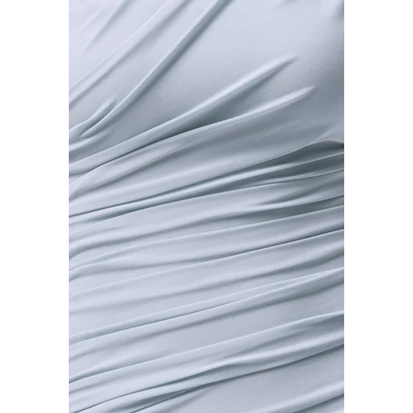 Mardi | Robe longue asymétrique bleu poudré avec fronces