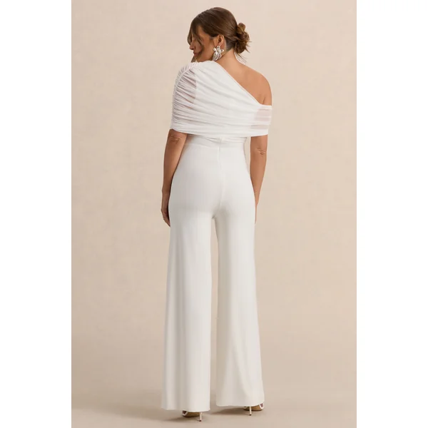 Mariska | Combinaison de maternité blanche à col asymétrique