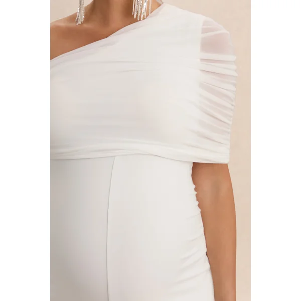 Mariska | Combinaison de maternité blanche à col asymétrique