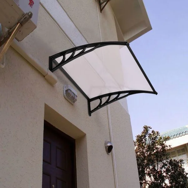 Marquise Auvent de Porte transparent auvent de porte d’entrée, en polycarbonate, entretoises modernes, 100x100cm