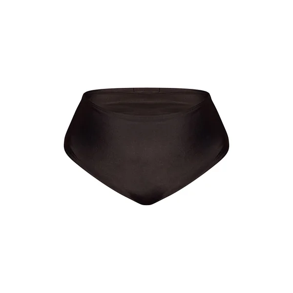 Marron Bas De Bikini Taille Haute Basique Noir Grande Taille