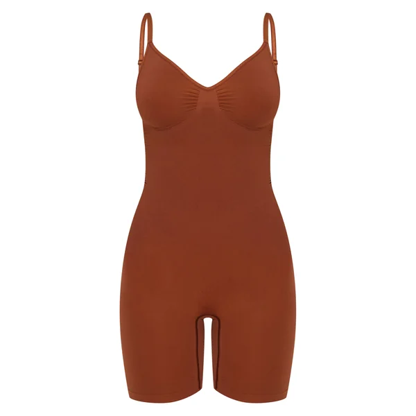 Marron Body Sculptant Gainant À Dos Nu