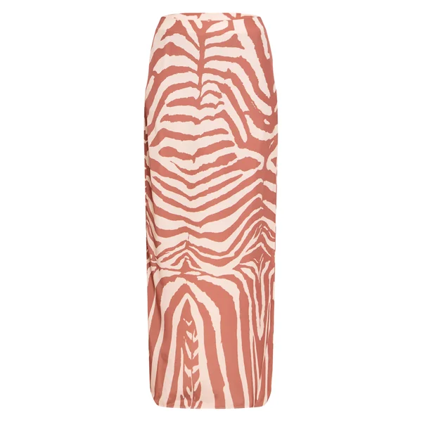 Marron Chocolat Jupe Longue En Mousseline Imprimé Zèbre