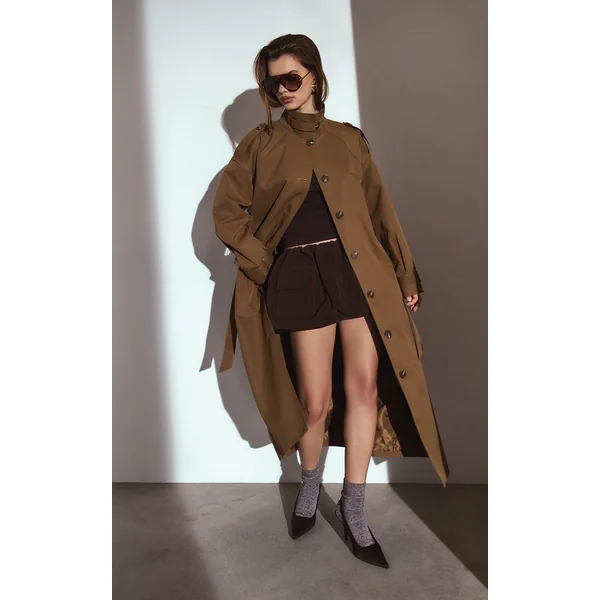 Marron Chocolat Mini-jupe Bouffante En Synthétique Avec Détail De Poches