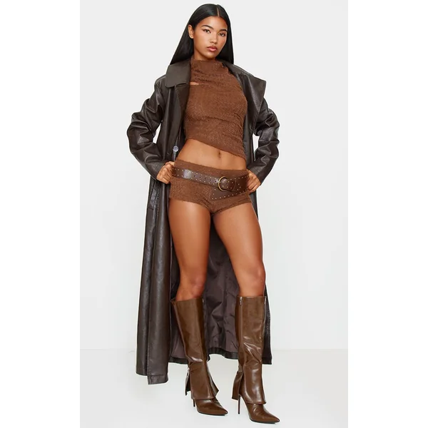 Marron Combinaison-short Texturée En Synthétique