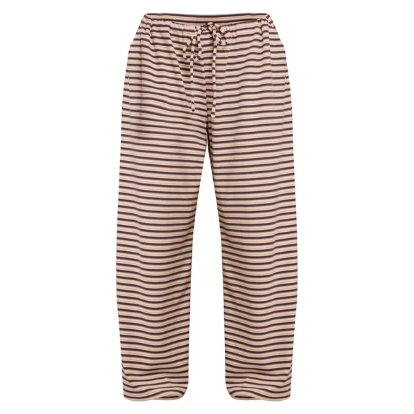 Marron Ensemble Coordonné Jogging Jambe Droite En Molleton Doux Rayé Grande Taille
