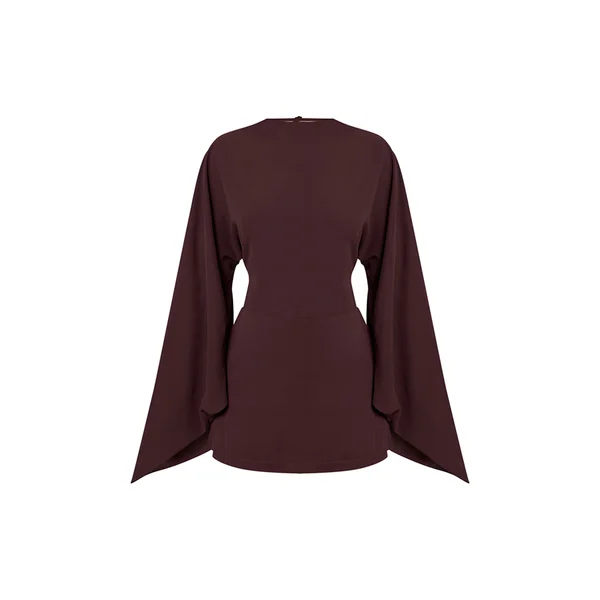 Marron Foncé Combi-short Petite Chocolat Dos Ouvert Fluide Avec Liens À Nouer