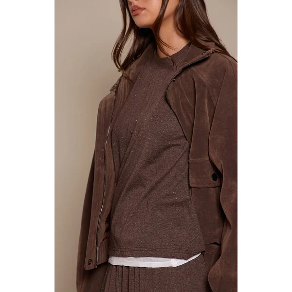 Marron Foncé Ensemble Coordonné T-shirt Moucheté