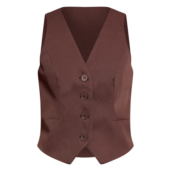 Marron Foncé Gilet Ajusté Tissé Avec Détail De Boutons