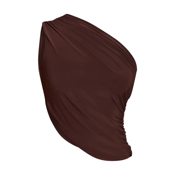 Marron Foncé Haut Asymétrique Froncé En Tissu Slinky