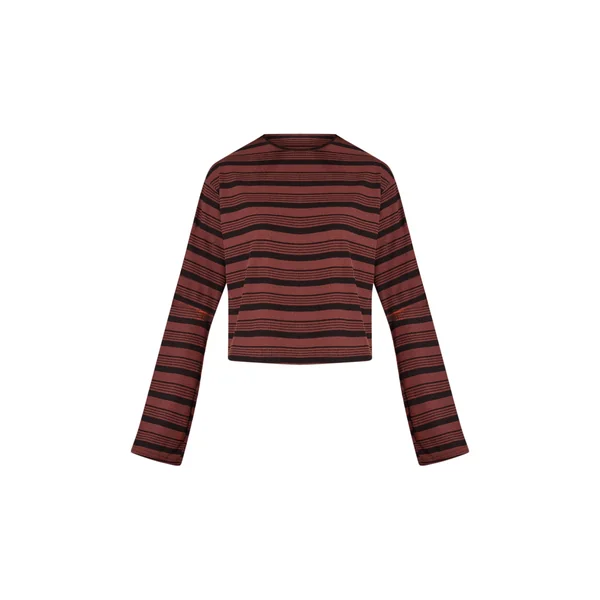 Marron Foncé Haut Polo Oversize Ultra Doux À Rayures
