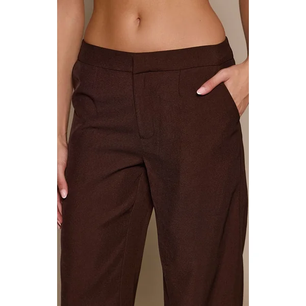 Marron Foncé Pantalon Droit Ajusté Ensemble Coordonné
