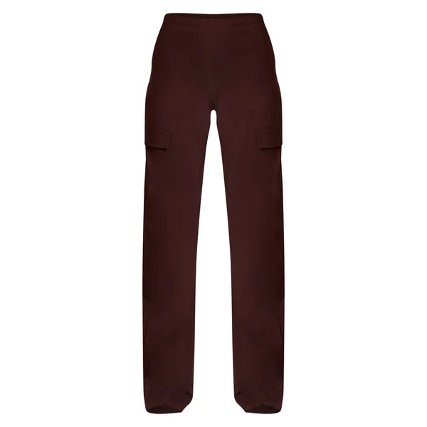 Marron Foncé Pantalon Droit En Tissu Stretch Tissé
