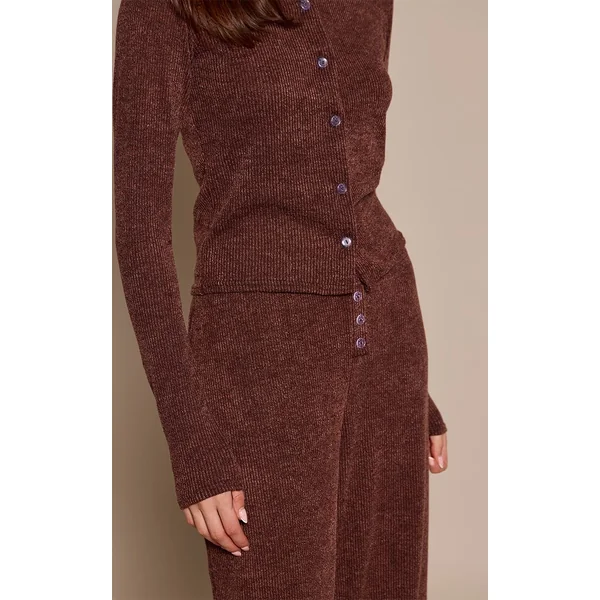 Marron Foncé Pantalon Décontracté Côtelé Chiné