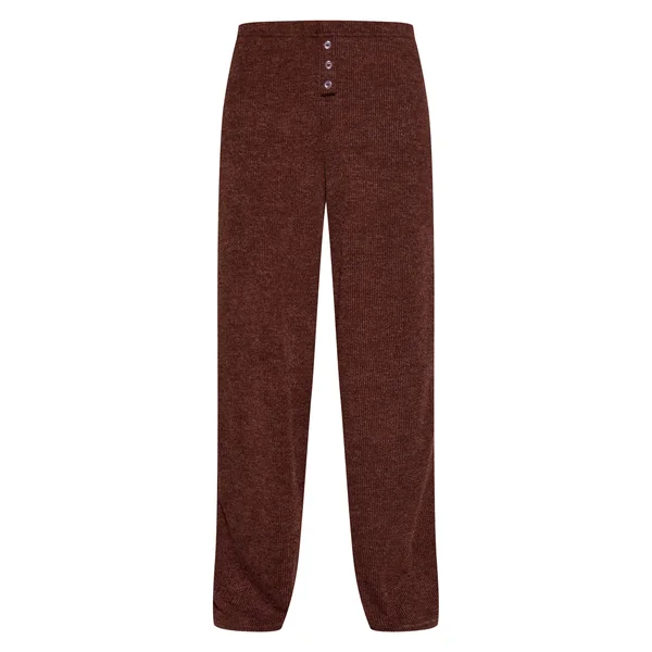 Marron Foncé Pantalon Décontracté Côtelé Chiné