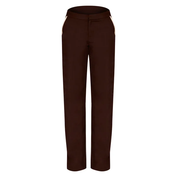 Marron Foncé Pantalon Large Tailleur Tissé