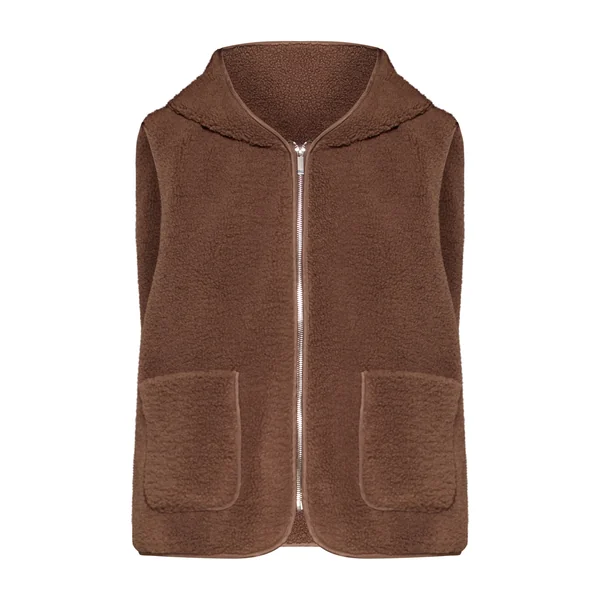 Marron Gilet Sans Manches Zippé En Synthétique Borg