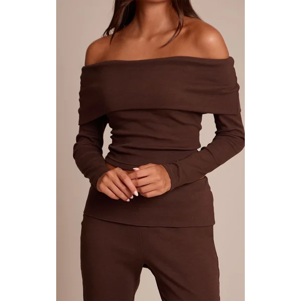 Marron Haut Bardot À Revers
