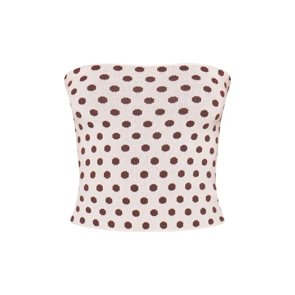 Marron Haut En Maille À Pois Avec Encolure Licou