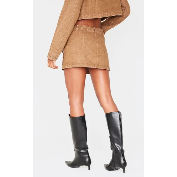 Marron Mini-jupe En Denim Avec Détail Poches Cargo