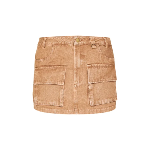 Marron Mini-jupe En Denim Avec Détail Poches Cargo