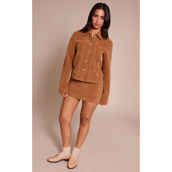 Marron Mini-jupe En Synthétique Coordonnée Petite