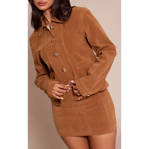 Marron Mini-jupe En Synthétique Coordonnée Petite