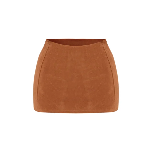 Marron Mini-jupe En Synthétique Coordonnée Petite