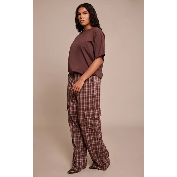 Marron Pantalon Cargo Taille Haute Jambes Larges Avec Boucles Shape