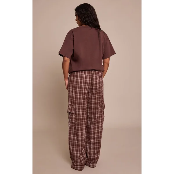 Marron Pantalon Cargo Taille Haute Jambes Larges Avec Boucles Shape
