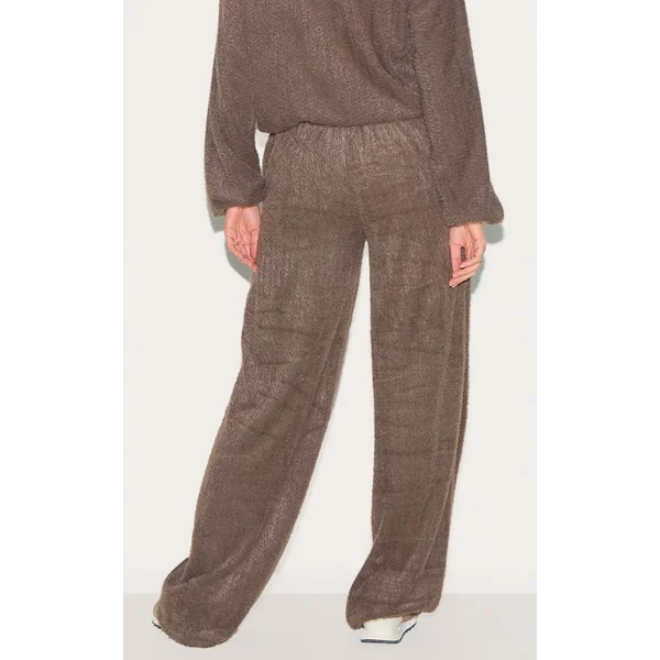 Marron Pantalon Large Texturé À Cordon De Serrage Ensemble Coordonné