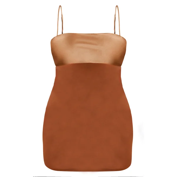 Marron Robe Mini Moulante Grande Taille À Bretelles Avec Empiècement Contrasté Au Buste