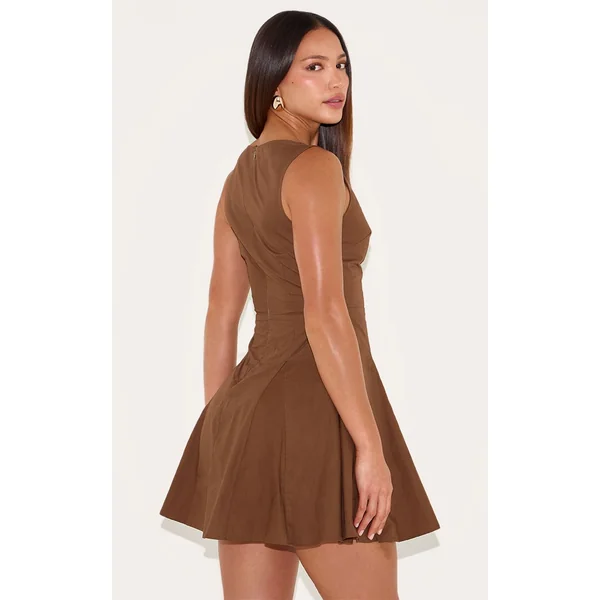 Marron Robe Patineuse Courte Tall