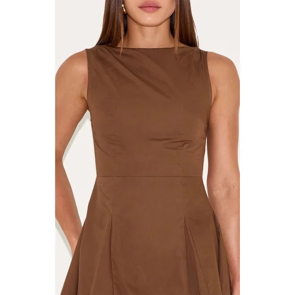 Marron Robe Patineuse Courte Tall