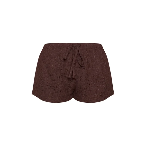 Marron Short Fluide En Dentelle Crochet