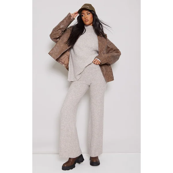 Marron Synthétiquell Oversize En Maille Côtelée Luxe Tall