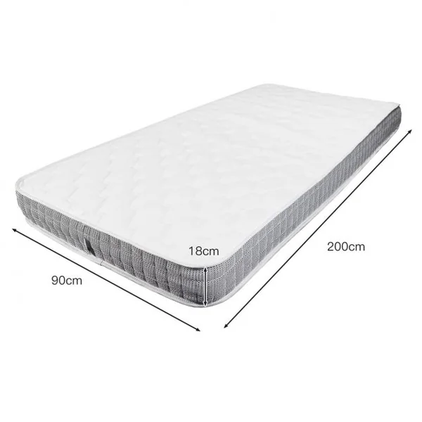 Matelas en Mousse à Mémoire de Forme 90 x 200 x 18 cm Matelas avec Double Face Dureté : H3 Blanc et Gris