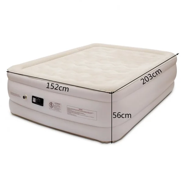 Matelas Gonflable Matelas Pneumatique 2 Places avec Pompe à Air Électrique Intégrée, capacité 295kg, 203x152x56cm, Beige