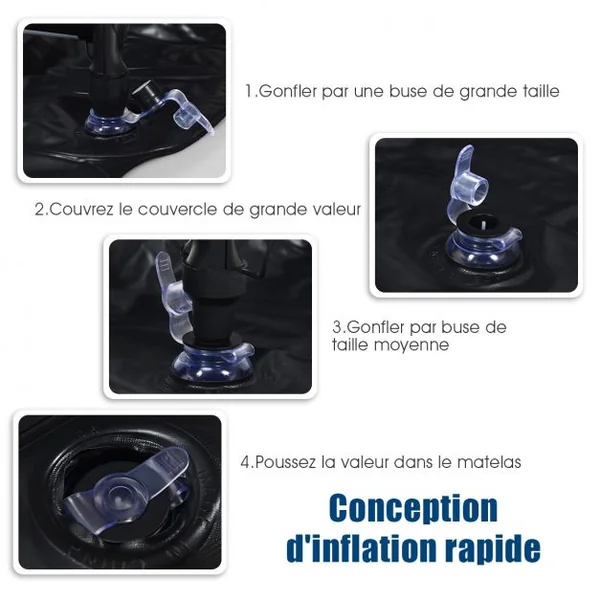Matelas Gonflable pour Voiture Lit Gonflable Pliant avec le Souffleur 12V 40W Capacité Max. 300 KG 180x128x 12cm Noir